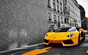 Bright yellow car Lamborghini