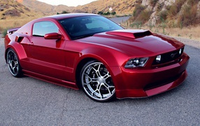 Dark cherry Ford Mustang GT