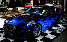 Mustang Color blue flame