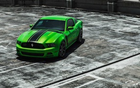 Powerful green Ford Mustang