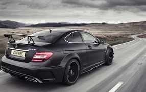 Black Mercedes with spoiler