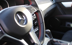 The steering wheel of the car Mercedes