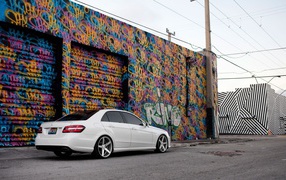 White Mercedes-Benz have painted the garage