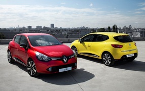 Red and yellow Renault Clio 4