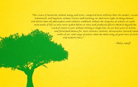 Зеленое дерево на желтом фоне