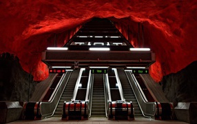 Escalator in the subway in Stockholm
