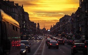 Evening street in St. Petersburg