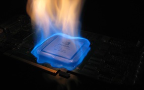Nvidia chip burning blue flame