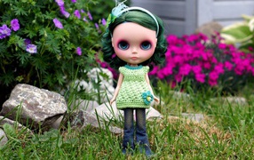 Doll with green hair