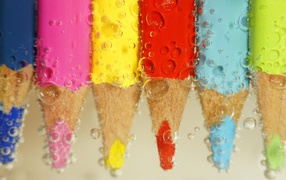 Pencils in water bubbles