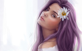 Цветок в волосах у девушки