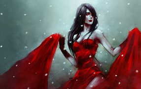 Vampire in red dress, the artist NanFe