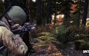Солдат в лесу, игра DayZ