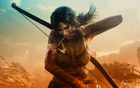Лучница перевязывает рану в игре Tomb Raider