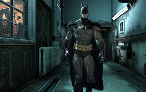 Batman in costume in the game Batman Arkham Asylum