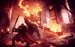 Огненный монстр в игре Lords of the Fallen