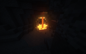 Fireplace in a cave in the game Minecraft