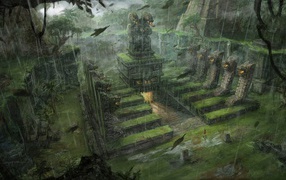 Пейзаж с постройками в игре Tomb Raider
