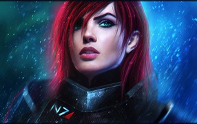 Красноволосая девушка в игре Mass Effect 3