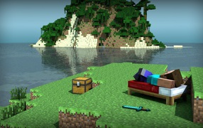 Seashore in the game Minecraft