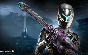 Warrior in a mask in the game Planetside 2