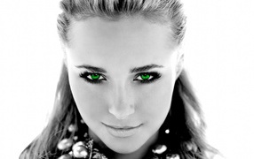 Black and white photo of a green-eyed girl