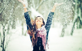Girl enjoys the snow