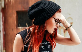 Girl in a black knitted cap