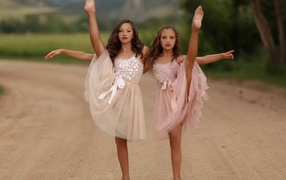 Two young ballet dancers show their art