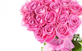 Beautiful bouquet of pink roses on March 8