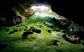 The green hill in a cave