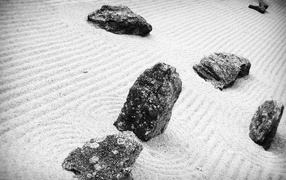 Stones on a sandy beach