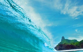 Blue wave background on the island