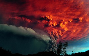 Powerful eruption of volcanic ash