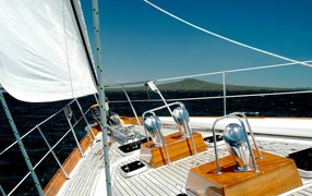 Deck of sailing yacht