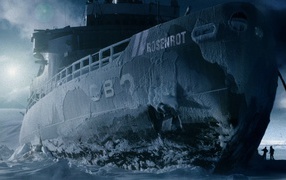 Encased in ice ship