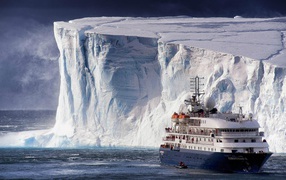 Ship off the coast of Antarctica