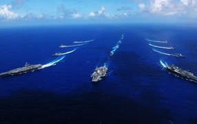 Корабли морского флота во время учений