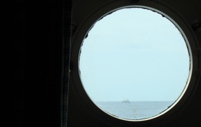 View from the window of the ship in the ocean