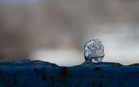 Кристаллик льда на поверхности снега