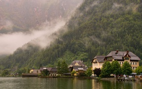 Luxury cottages on the lake in the mountains