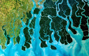 Mouth of the river Ganges, a photo from space