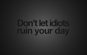 Do not let idiots spoil your day