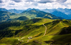 Green mountain slopes of the Carpathians