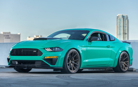 Turquoise car Roush Ford Mustang 729, 2018