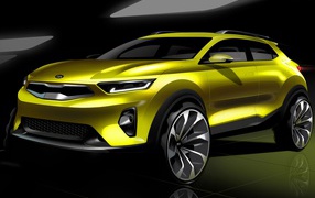 Stylish crossover Kia Stonic, 2018 color yellow metallic