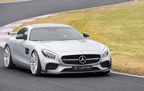 Silver Mercedes-AMG GT on the track