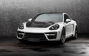 Белый спортивный автомобиль Porsche Panamera Stingray GTR, 2017