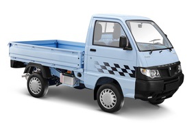 Blue truck Piaggio Porter 700 on white background