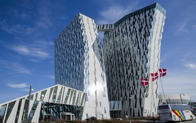 The modern building of the Bella Skye Comwell hotel, Copenhagen. Denmark